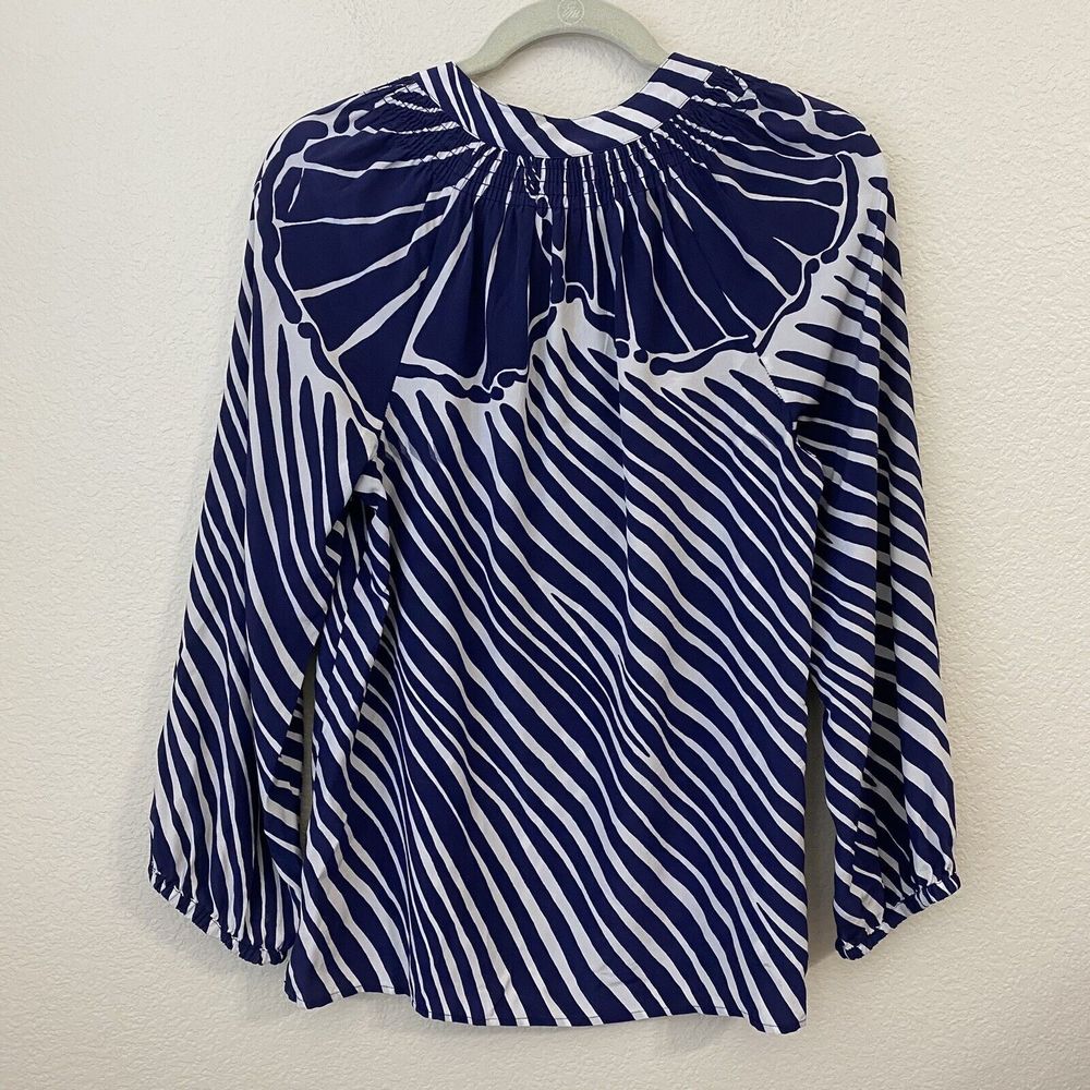 Lilly Pulitzer Blouse Top Womens Small Navy Shimmy Shell Elsa Silk - Picture 2 of 8